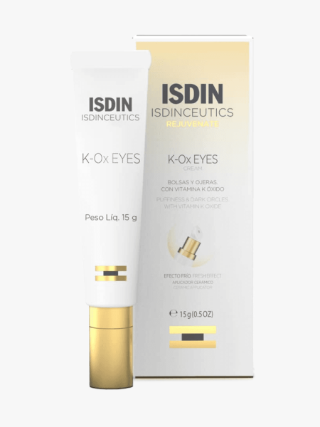 Isdin K-Ox Eyes in branded component on a light gray background