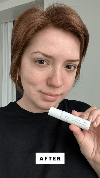 Silva after applying the Korres Greek Yogurt Wide Awake Eye Gel Repair